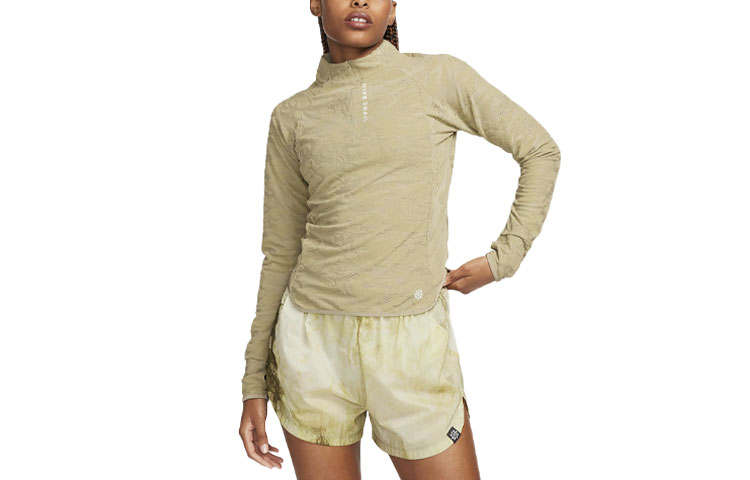 Nike Nike T Shirts Women's Olive Stand Collar Thickened Straight Fit