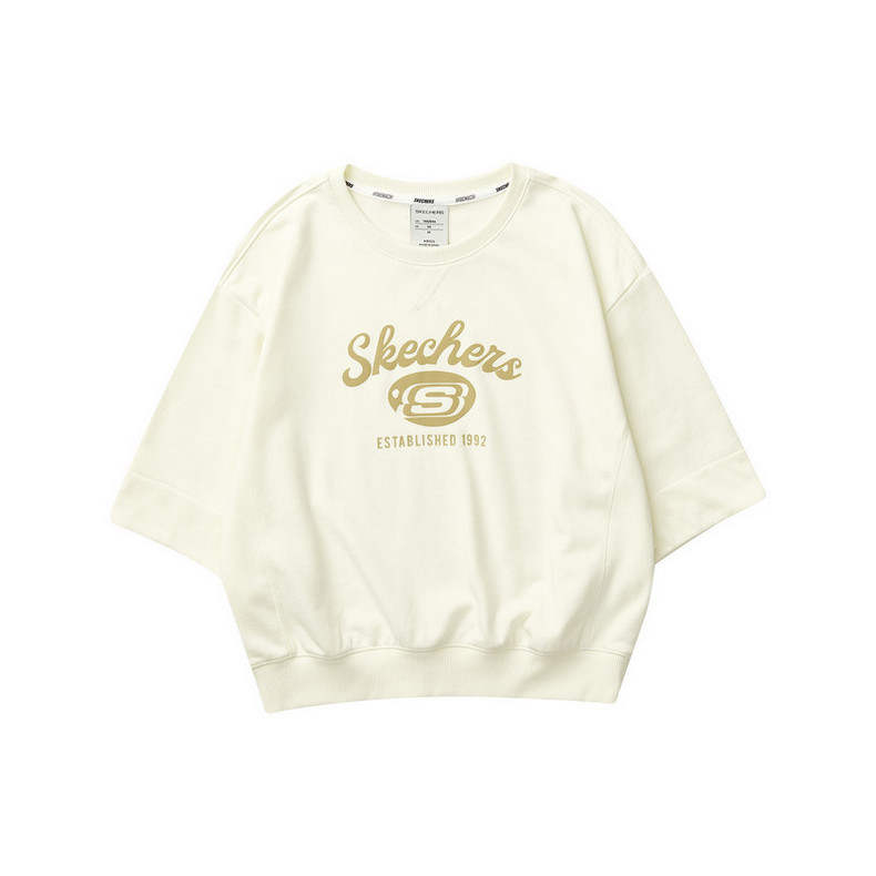 Skechers Stroll Drop Shoulder Sleeve T Shirt Women's Butter Ecru