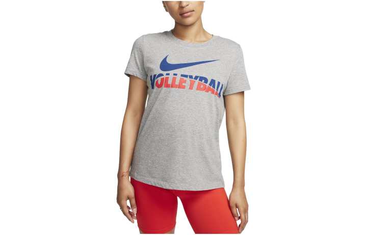 Nike Nike T Shirts Women's Gray Crew Neck Moderate Straight Fit