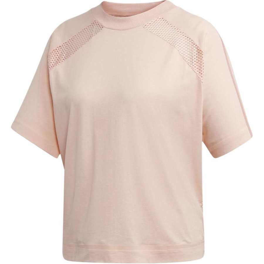 Adidas Adidas T Shirts Women's Pink Orange Crew Neck Moderate Straight Fit