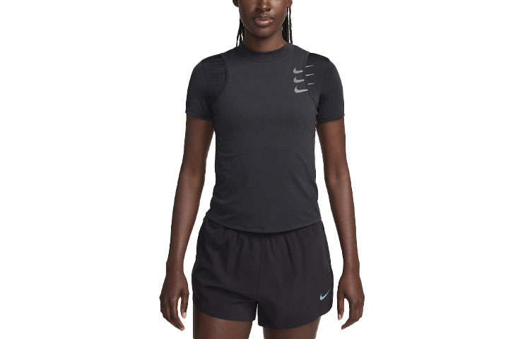 Nike Nike T Shirts Women's Black Half Turtleneck Moderate Straight Fit