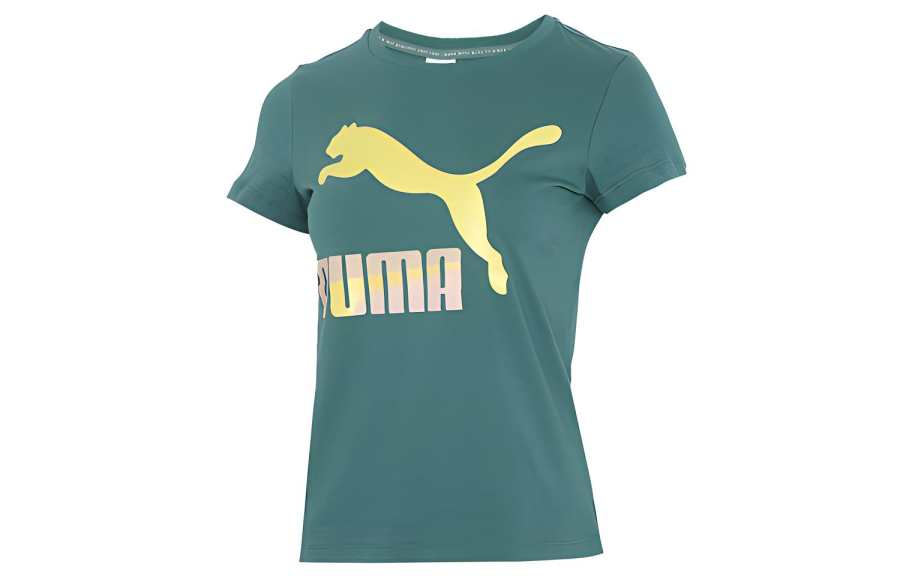 PUMA T Shirts Women's Green Crew Neck Moderate Other