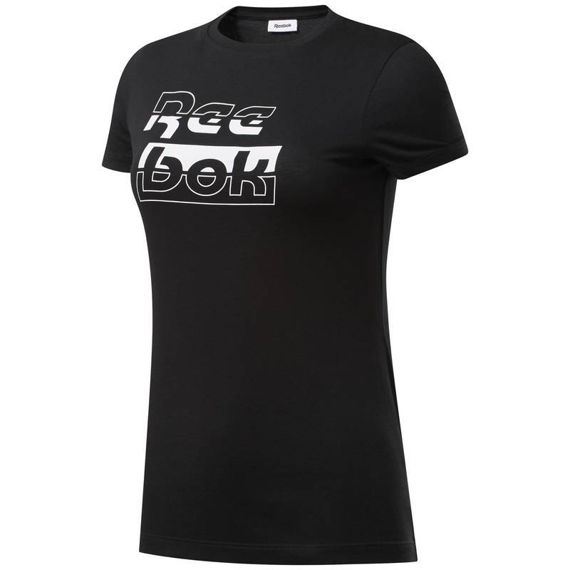 Reebok T Shirts Women's Black Crew Neck Moderate