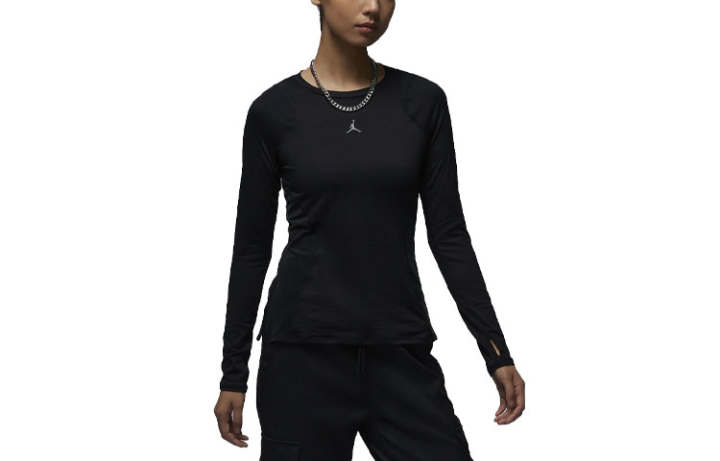 Jordan Jordan T Shirts Women's Black Crew Neck Moderate Straight Fit