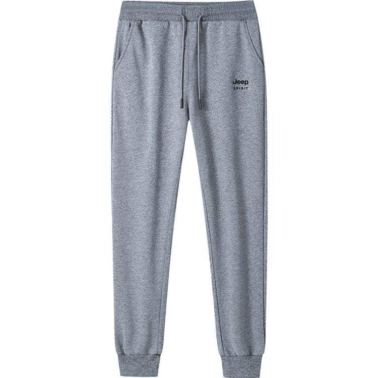 JEEP SPIRIT Fleece Lined Letter Logo Design Lace Up Mid Rise Minimalist Style Sports Pants Men's