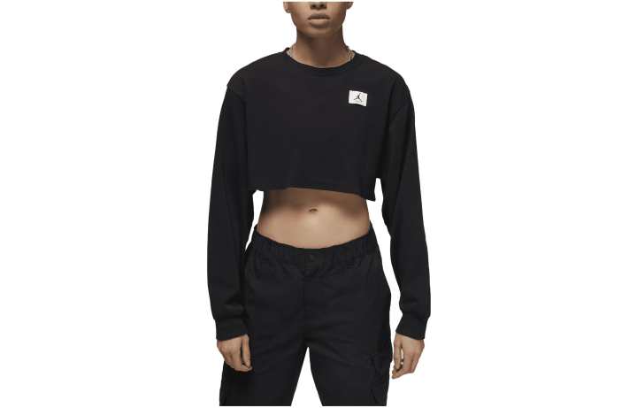 Jordan Jordan Crop Tops Women's Black Crew Neck Moderate