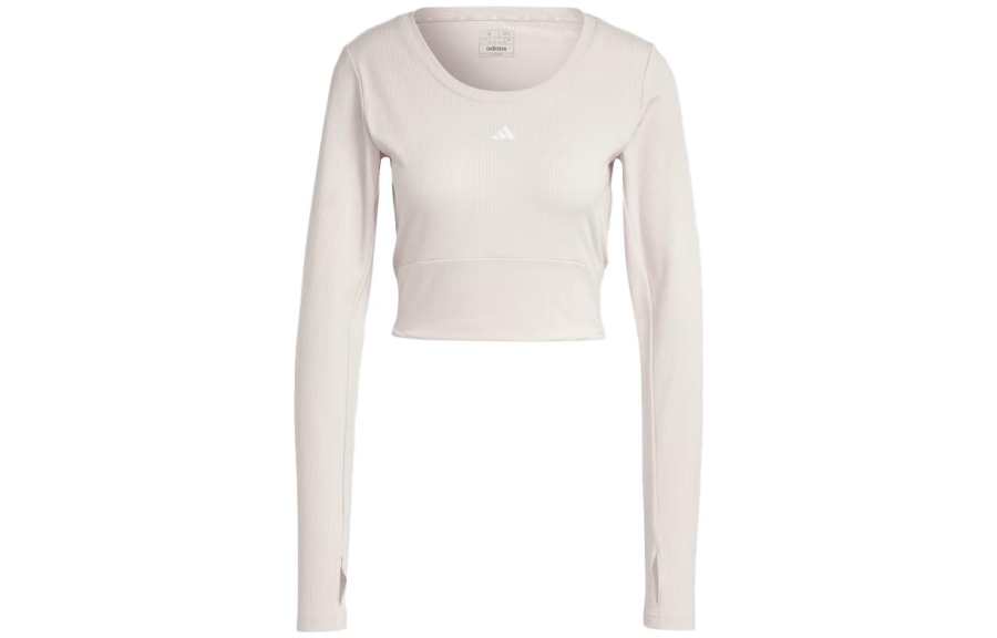 Adidas Adidas T Shirts Women's Beige Crew Neck Moderate Straight Fit