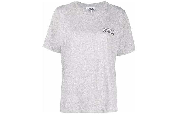 GANNI T Shirts Women's Gray Crew Neck Moderate Other