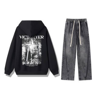 PAKA Sweatshirt Sets Unisex Hooded Moderate
