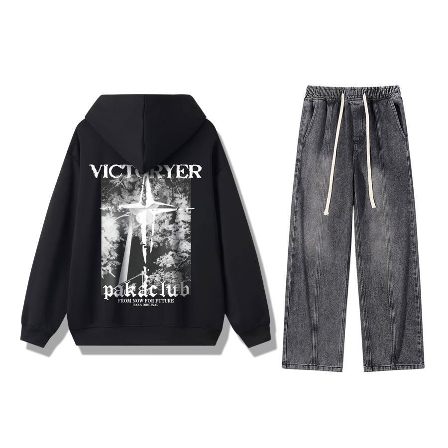 PAKA PAKA Sweatshirt Sets Unisex Hooded Moderate
