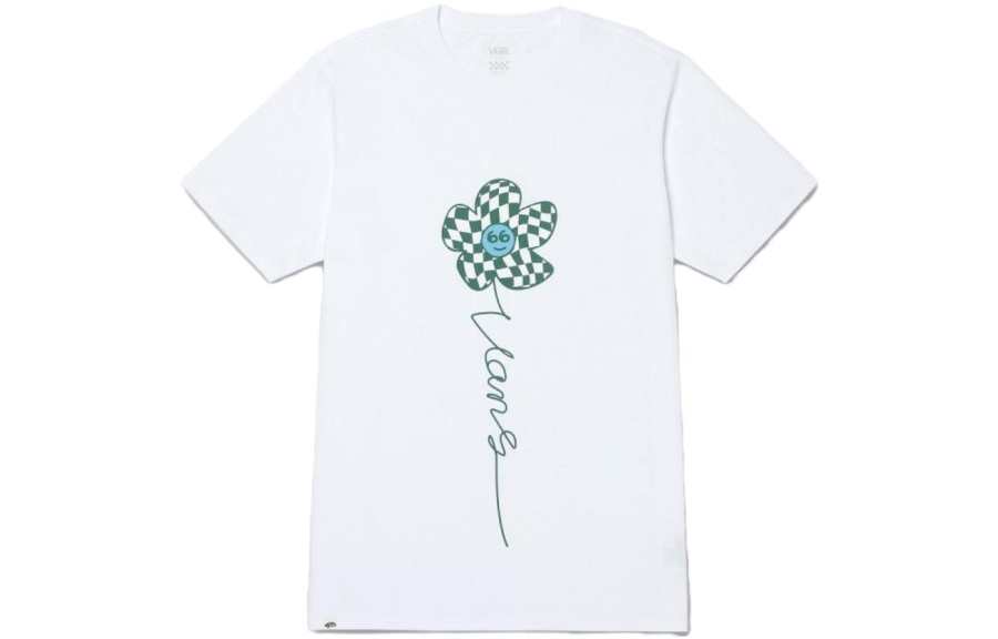 Vans T Shirts Women's White Crew Neck Moderate Straight Fit