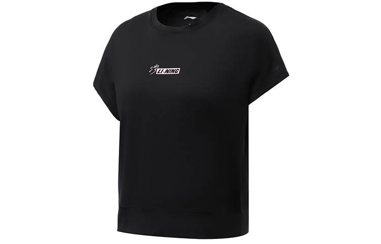 Li-Ning Li Ning T Shirts Women's Black Crew Neck Moderate