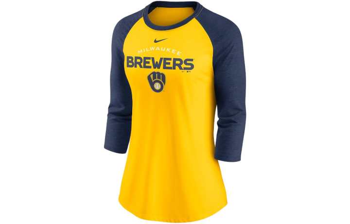 Nike Nike T Shirts Women's Yellow Crew Neck Moderate Straight Fit