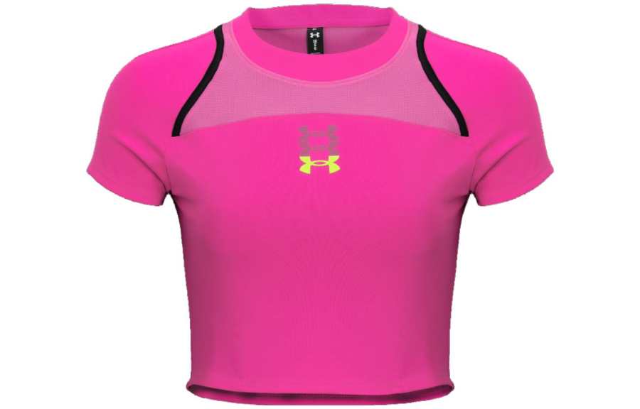 Under Armour Anywhere Crop Tops Women's Rebel Pink Crew Neck Moderate