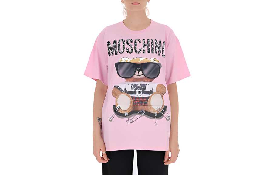 MOSCHINO T Shirts Women's Pink Crew Neck Moderate Straight Fit