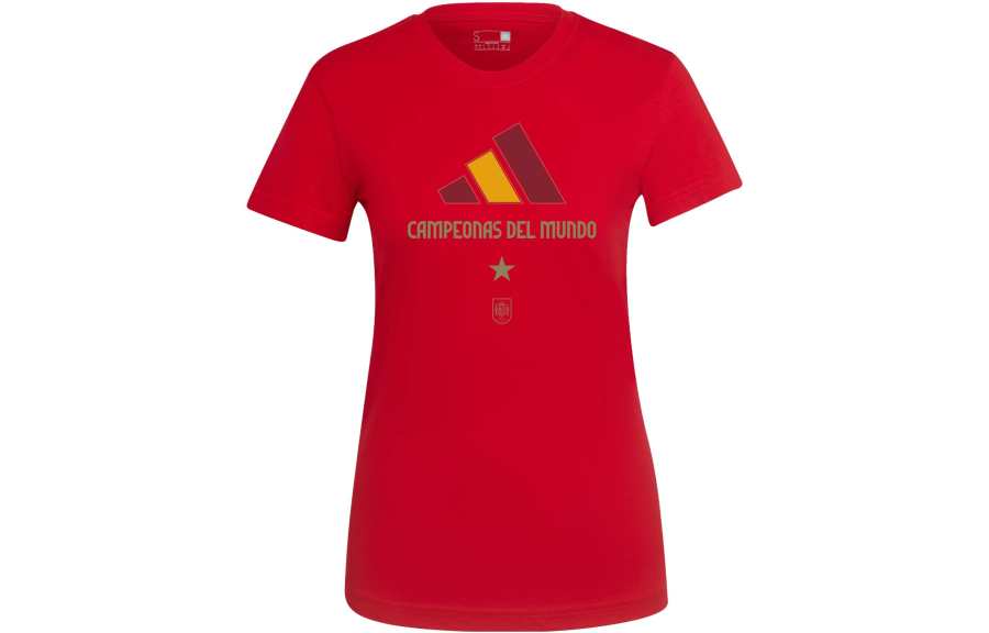Adidas Adidas Spain T Shirts Women's Red Crew Neck Moderate Straight Fit