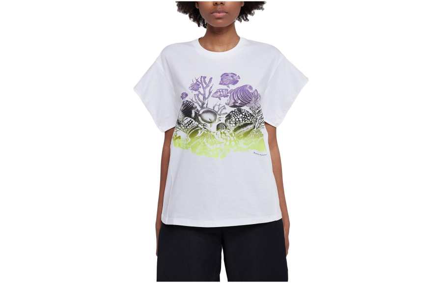 Stella McCartney T Shirts Women's White Crew Neck Moderate Straight Fit
