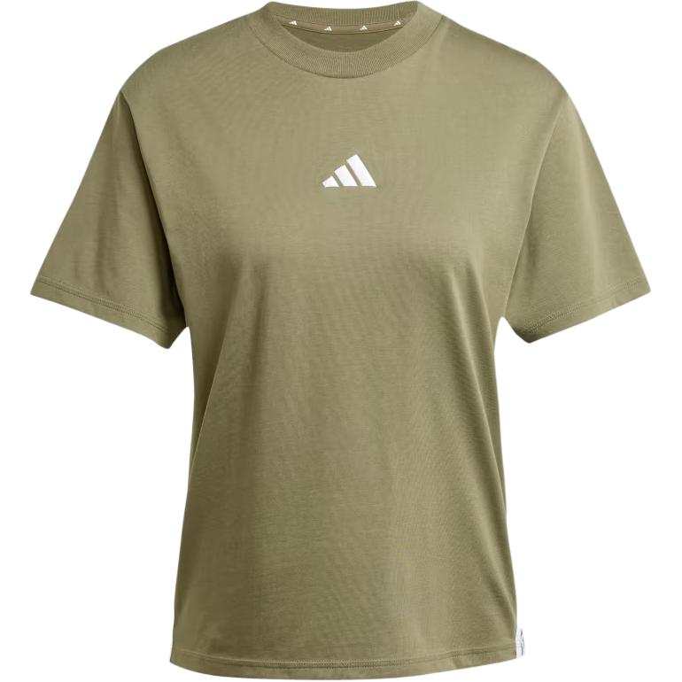 Adidas Adidas Women's Essentials 3 Stripes Cotton T Shirt Olive Strata/White