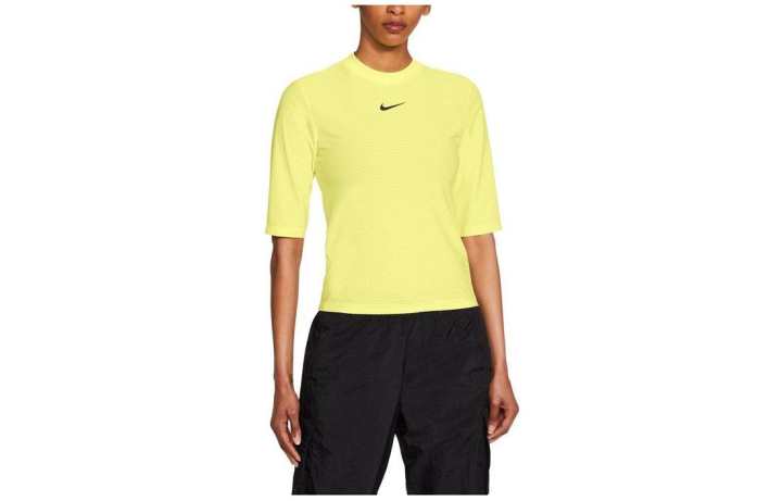 Nike Nike T Shirts Women's Yellow Crew Neck Moderate Straight Fit