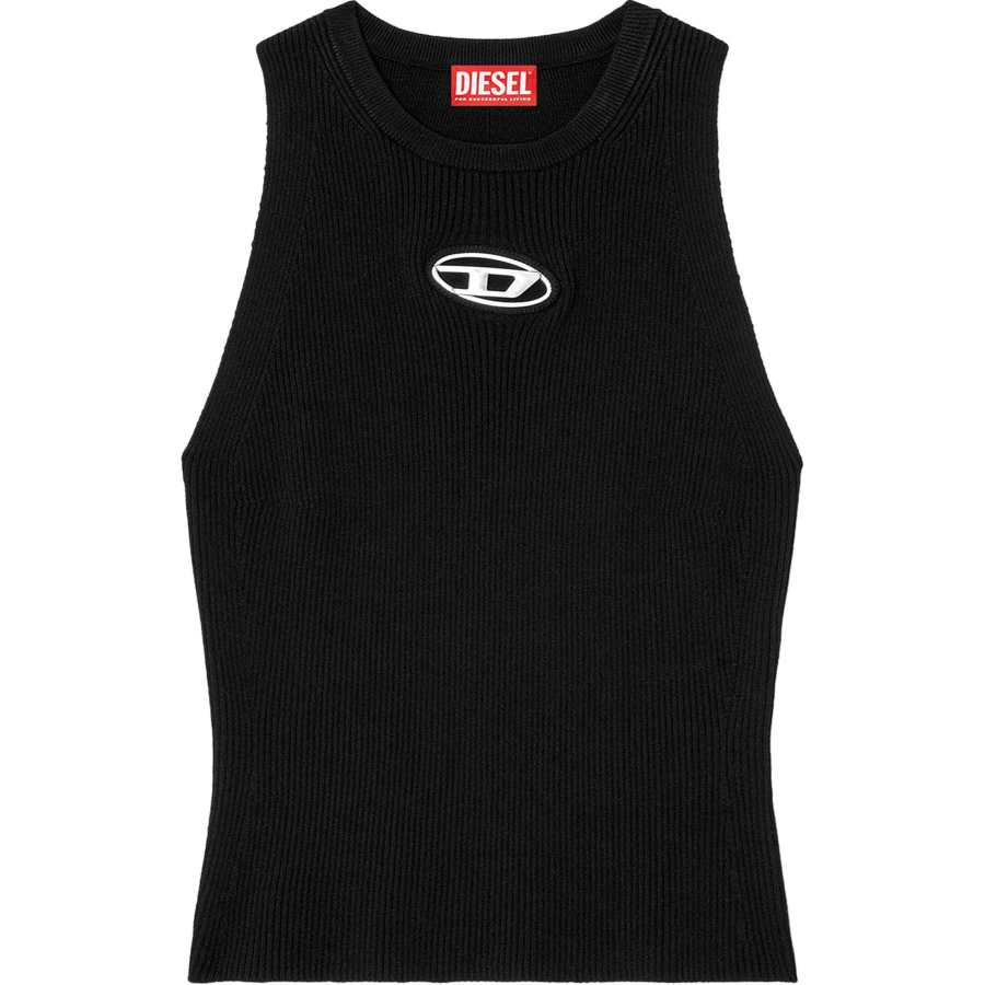 DIESEL M Caddix Logo Plaque Ribbed Knit Top