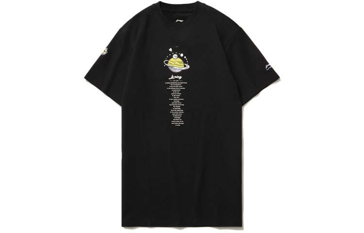 Li-Ning Li Ning Sports Fashion Collection T Shirts Women's Black Crew Neck Moderate Straight Fit