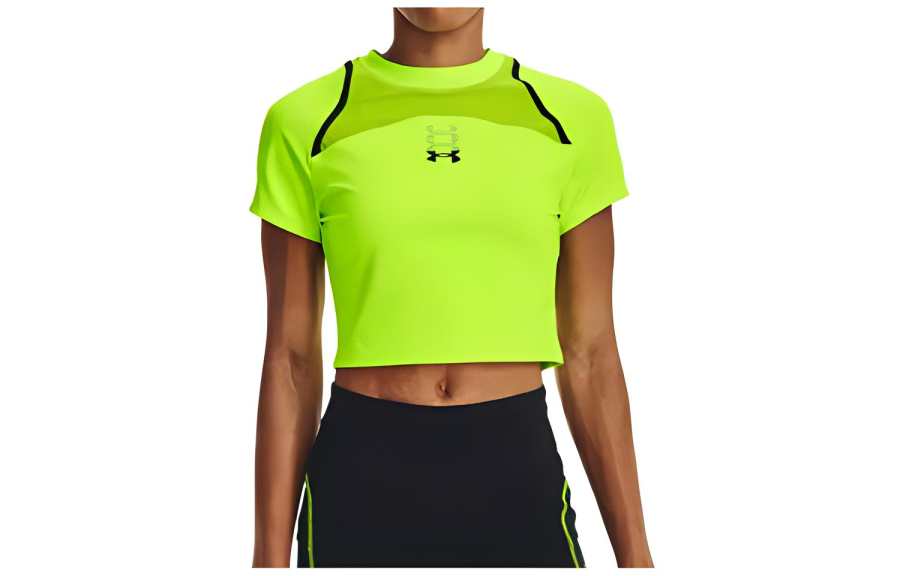 Under Armour Anywhere Crop Tops Women's Green Crew Neck Moderate