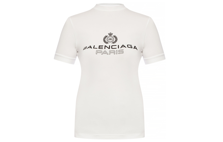 Balenciaga T Shirts Women's White Crew Neck Moderate Straight Fit