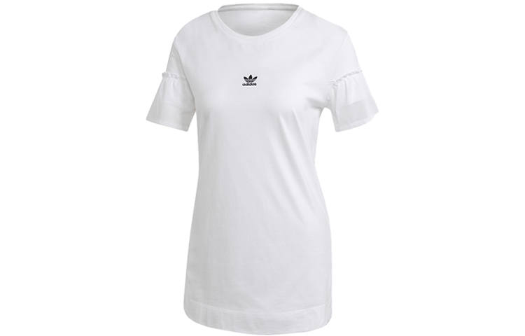 Adidas Originals Tulle T Shirts Women's White Crew Neck Moderate Straight Fit