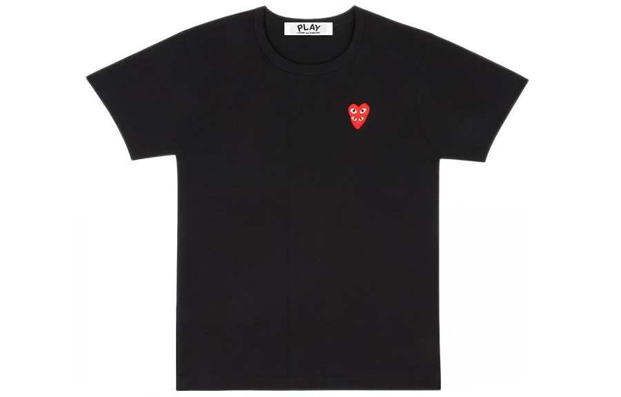 CDG Play Comme Des Garcons Play Women's Red Stacked Heart T shirt Black