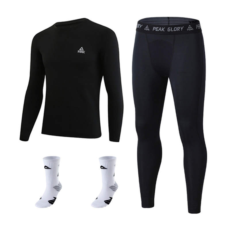 PEAK Fitness Sets Men's Crew Neck Thickened And Fleece Lined