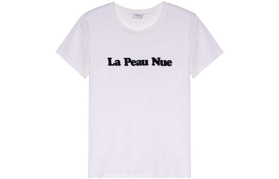 CELINE T Shirts Women's White Crew Neck Moderate Straight Fit