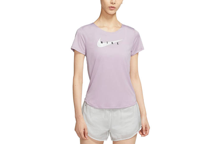 Nike Nike T Shirts Women's Light Purple Crew Neck Moderate Straight Fit