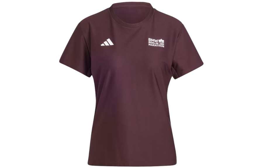 Adidas Adidas Marathon 20 T Shirts Women's Contour Brown Crew Neck Moderate Straight Fit