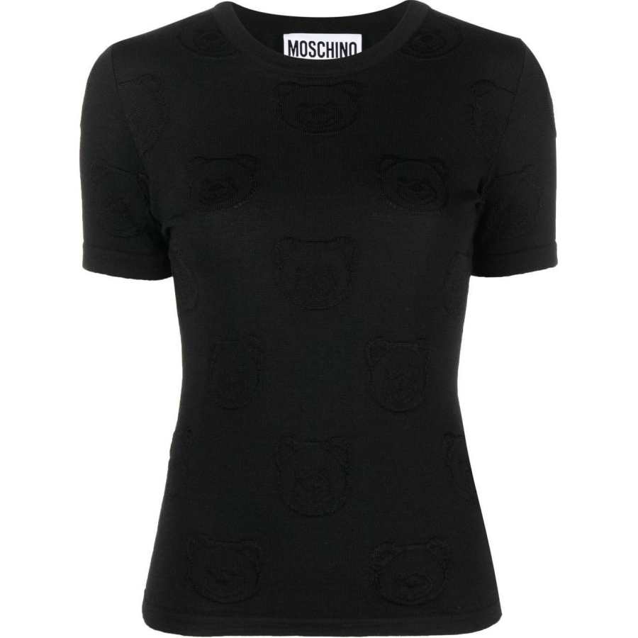 MOSCHINO T Shirts Women's Black Crew Neck Moderate Straight Fit