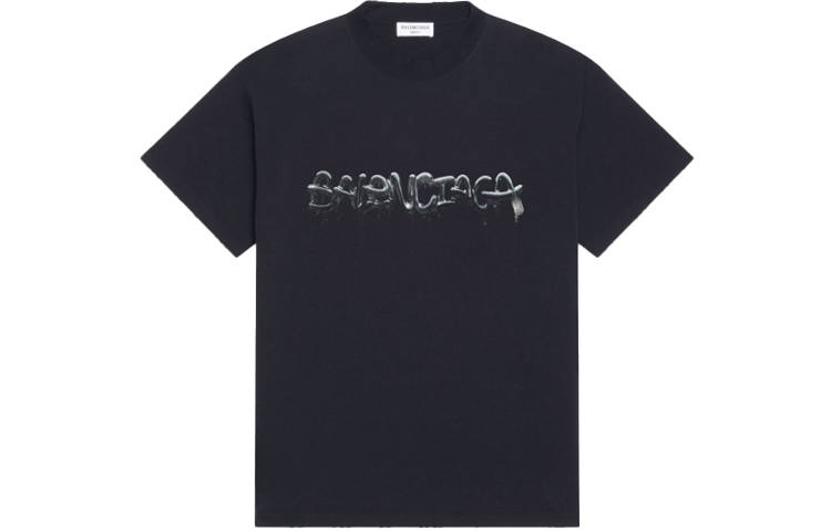 Balenciaga SS22 Drop Shoulder Sleeve T Shirt Women's Black