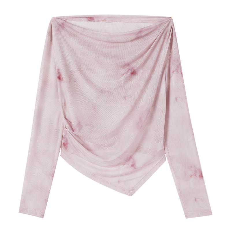 XIANGYING T Shirts Women's Pink Boat Neck