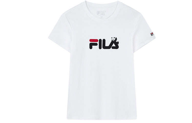 FILA T Shirts Women's White Crew Neck Moderate Straight Fit