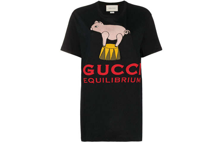 GUCCI T Shirts Women's Black Crew Neck Moderate Straight Fit