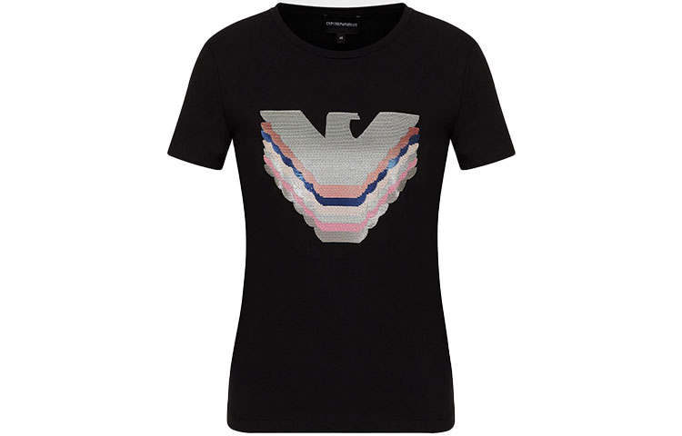 EMPORIO ARMANI 【Previous Season】sequin logo cotton T-shirt