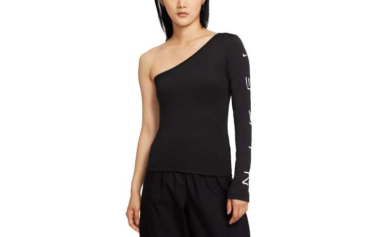 Nike Nike Sportswear T Shirts Women's Black/White Asymmetrical Collar Moderate Other