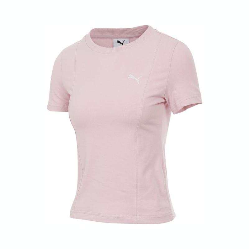 PUMA T Shirts Women's Pink 90 Crew Neck Moderate