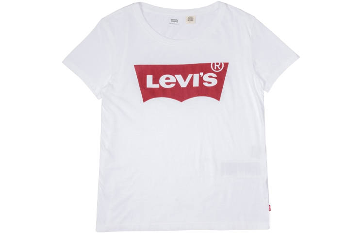 Levis T Shirts Women's White Crew Neck Moderate Straight Fit