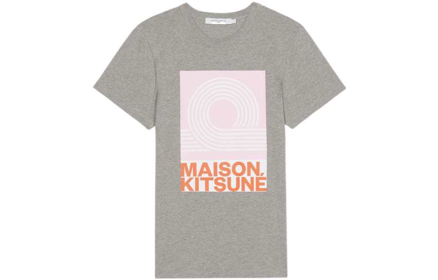 Maison Kitsune T Shirts Women's Gray Crew Neck Moderate Straight Fit