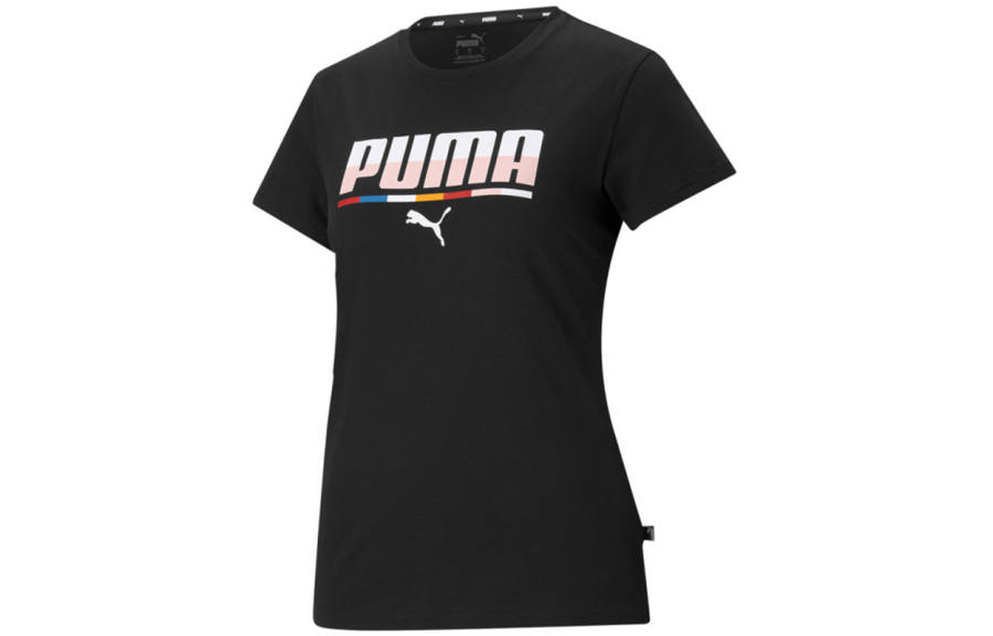 PUMA T Shirts Women's Black Crew Neck Moderate Straight Fit