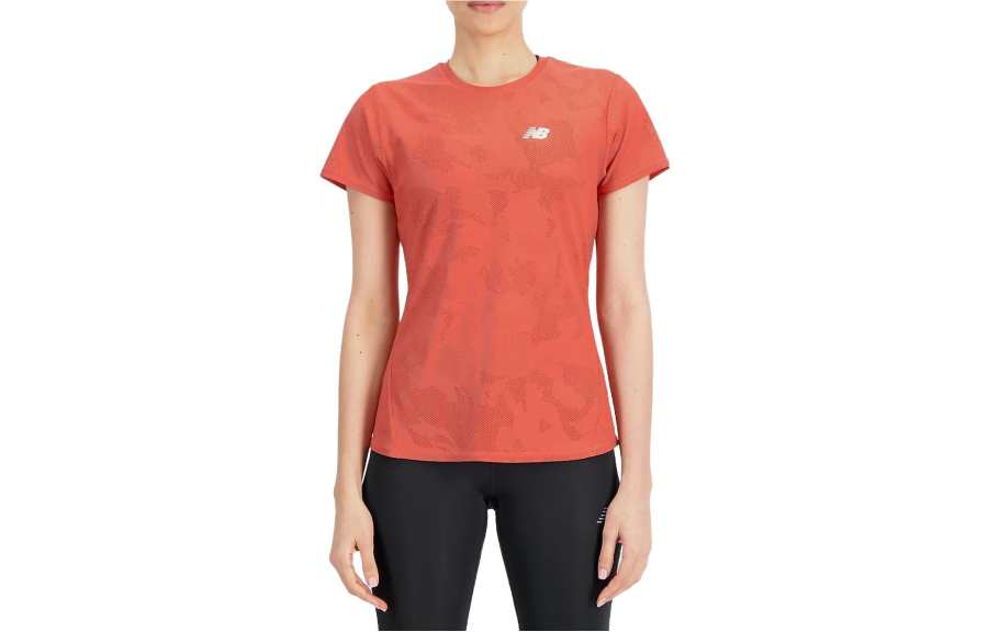 New Balance New Balance T Shirts Women's Orange Crew Neck Moderate Straight Fit