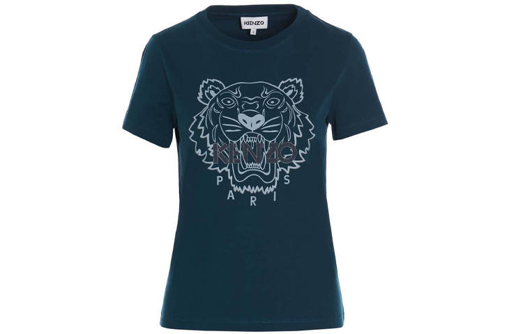 KENZO T Shirts Women's Midnight Blue Crew Neck Moderate Straight Fit