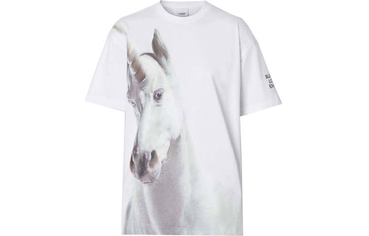 Burberry T Shirts Women's White Crew Neck Moderate