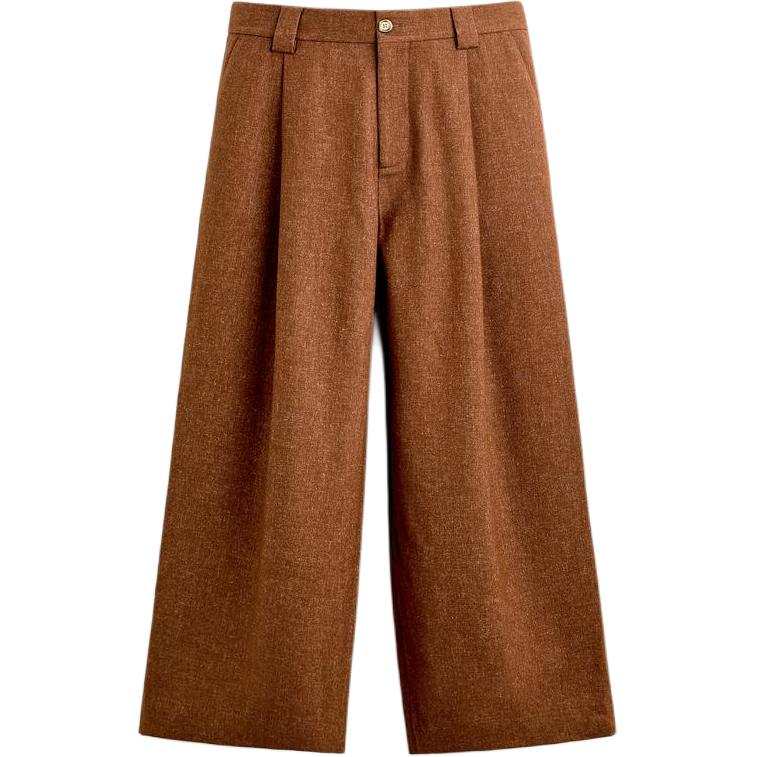 ZARA Harry Lambert Casual Pants Unisex Brown Moderate Wide Leg Pants