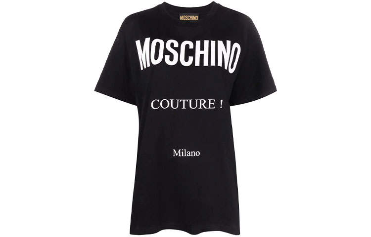 MOSCHINO T Shirts Women's Black Crew Neck Moderate Straight Fit