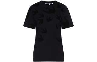 McQ Alexander McQueen T Shirts Women's Black Crew Neck Moderate